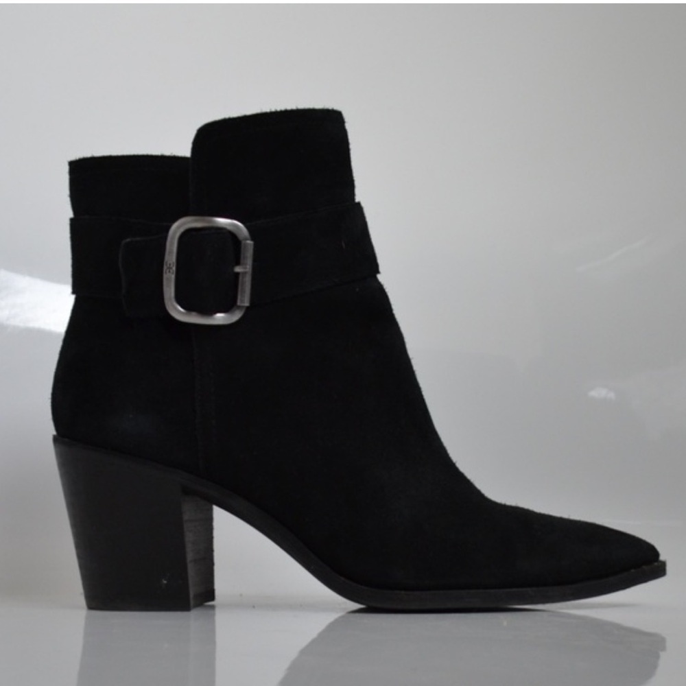 Sam Edelman Black Ankle Boots with Silver Buckle